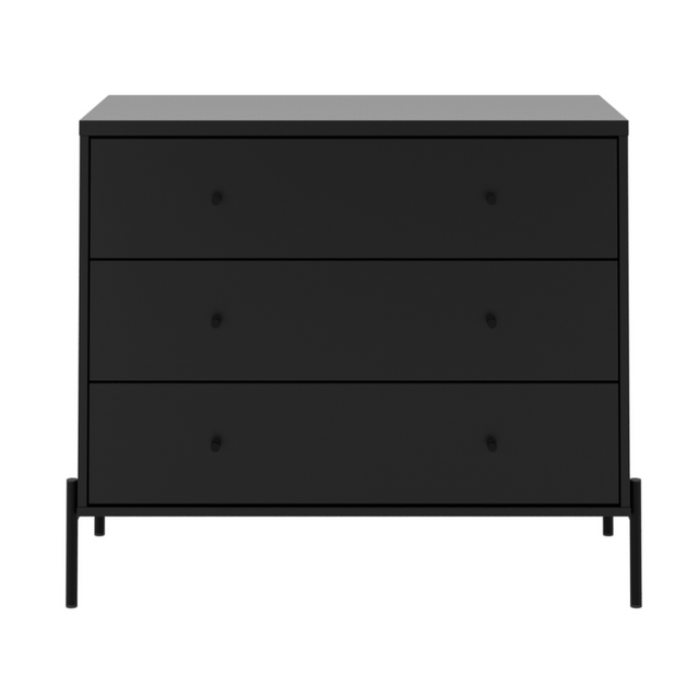 Cômoda 3 Gavetas e Mesa de Cabeceira Jasper Preto Fosco