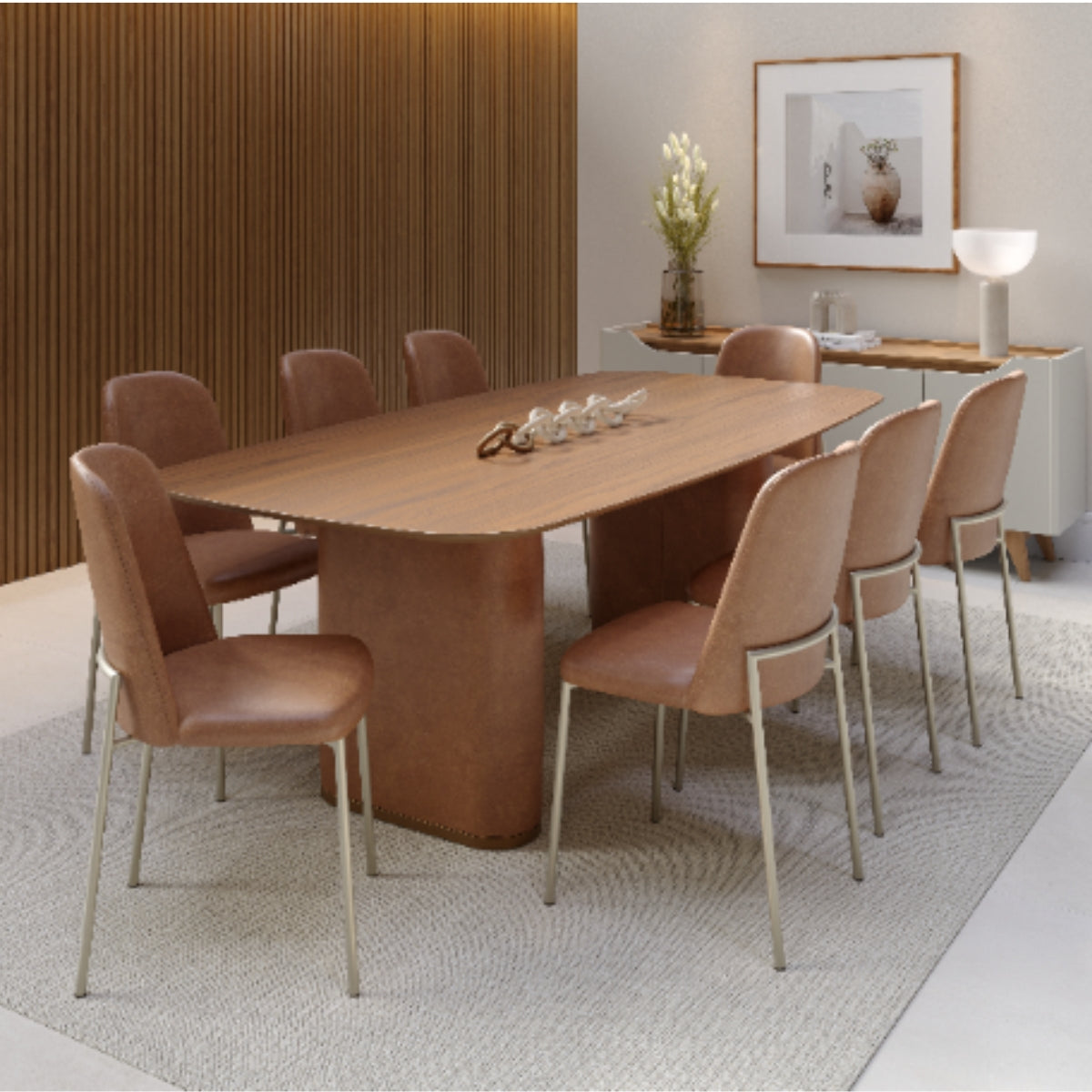 Conjunto de Jantar Mesa Retangular Lintz 8 Cadeiras Lucille