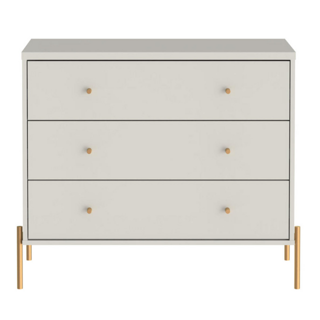 Cômoda com 3 Gavetas Jasper 94cm Off White com Dourado