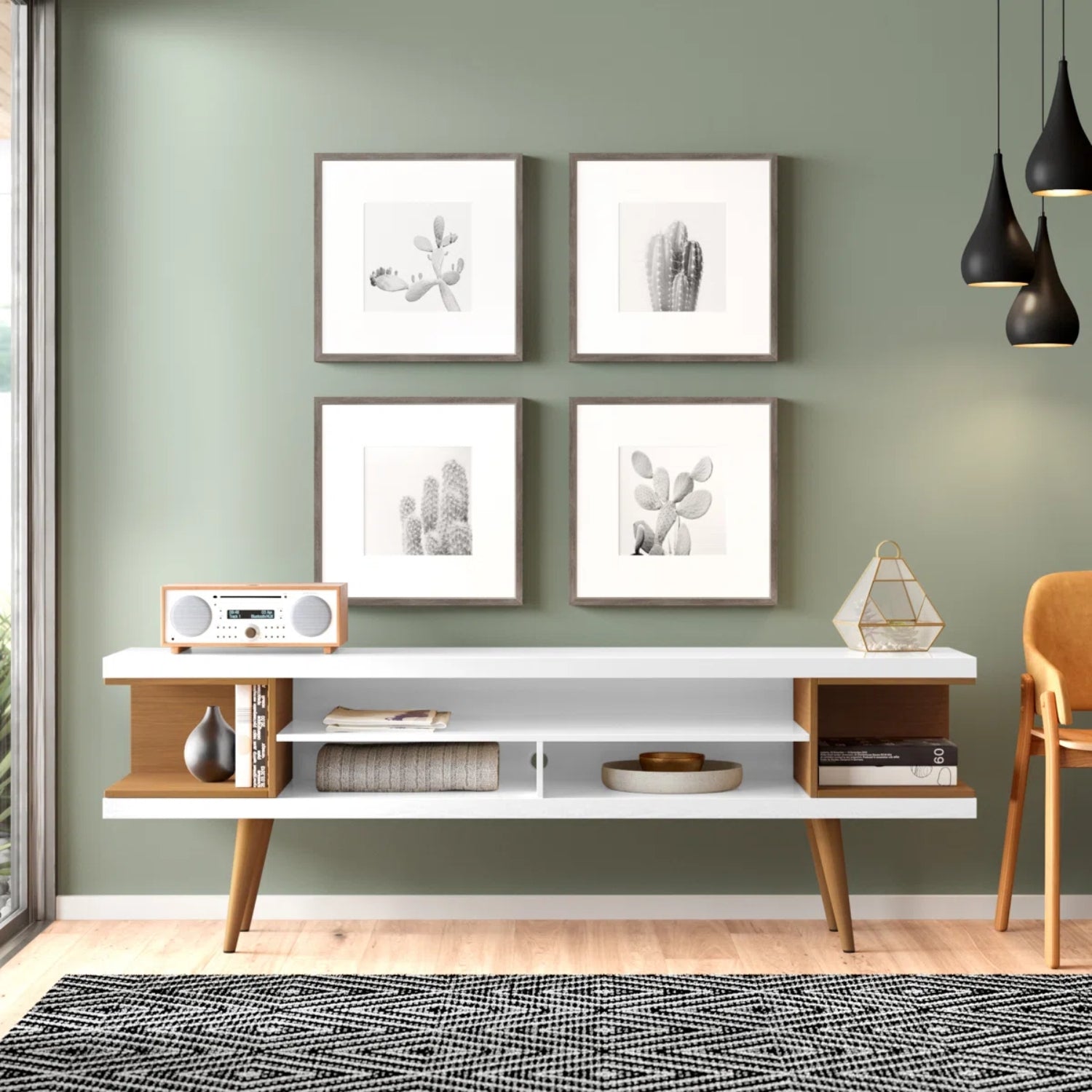 Rack para TV até 55 Polegadas Utopia Branco Gloss e Natural – 135 cm