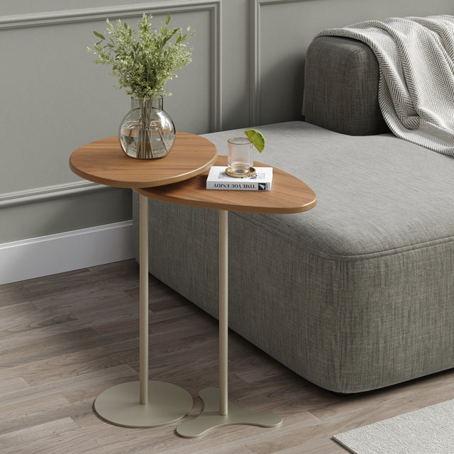 Kit 2 Mesas Laterais Decorativas Botanic Canella com Champanhe