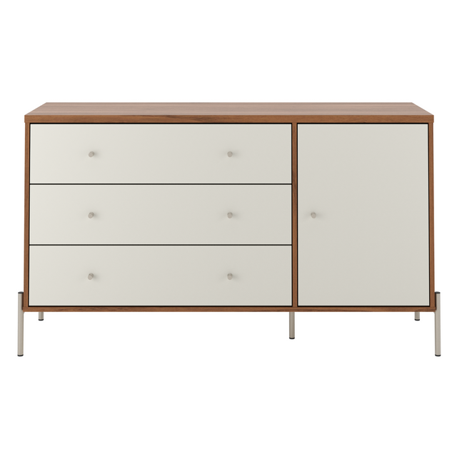 Cômoda com 3 Gavetas e 1 Porta Jasper 138 cm Branco Gloss com Dourado