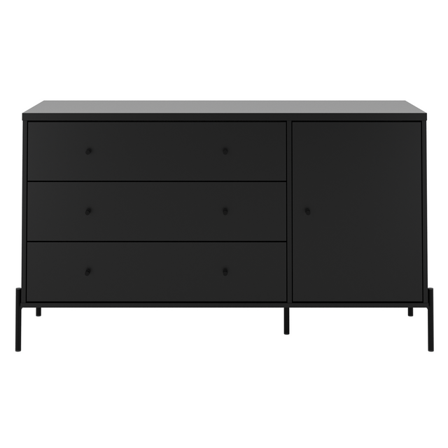 Cômoda com 3 Gavetas e 1 Porta Jasper 138 cm Branco Gloss com Dourado
