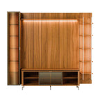 Estante para TV até 75 Polegadas com Prateleiras e Cristaleira Vidro Reflecta 100% MDF com Led Lincoln Float 254cm