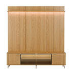 Rack com Painel para TV até 75 Polegadas Vidro Reflecta 100% MDF com Led Neon Float 215cm