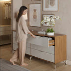 Cômoda 6 Gavetas Glow 178cm Canella com Off White Fosco