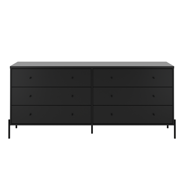 Cômoda 6 Gavetas Jasper 182 cm Preto Fosco