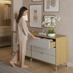 Cômoda 6 Gavetas Glow 178cm Carvalho com Off White Fosco