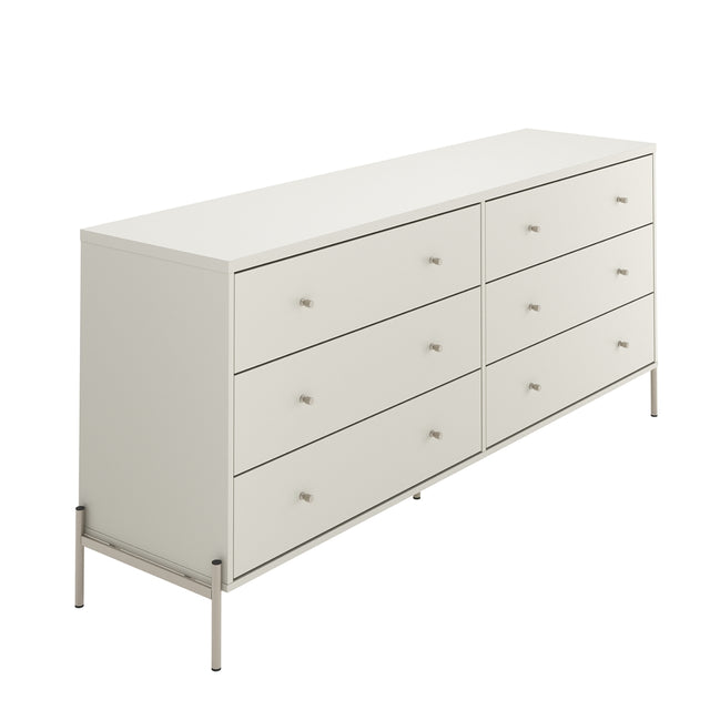 Cômoda 6 Gavetas Jasper 182 cm Branco Gloss com Dourado
