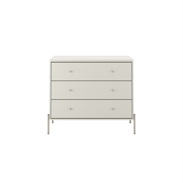 Cômoda com 3 Gavetas Jasper 94cm Canella e Off White com Champanhe