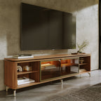 Rack para TVs até 85 Polegadas 100% MDF 3 Portas Vidro Reflecta Neon Float 212cm