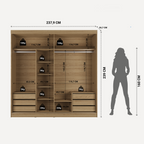 Guarda Roupa Casal 2 Portas de Correr c/ Espelho Gavino 238cm Carvalho