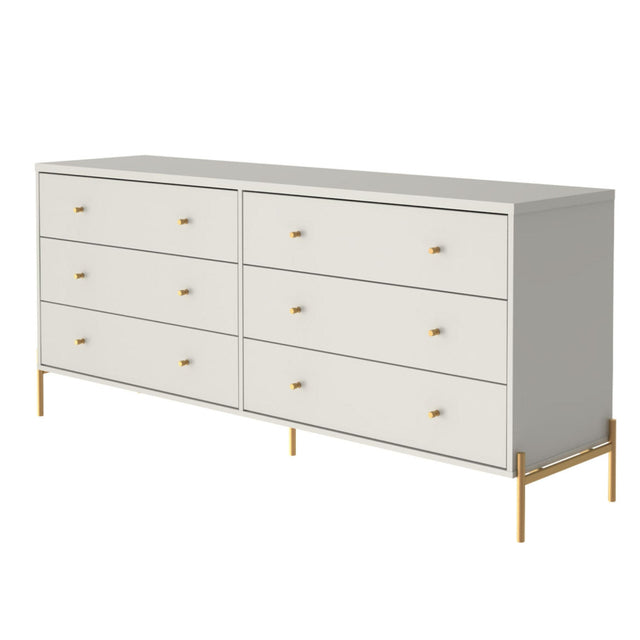 Cômoda 6 Gavetas Jasper 182 cm Branco Gloss com Dourado