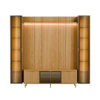 Estante para TV até 75 Polegadas com 2 Cristaleiras Vidro Reflecta 100% MDF com Led Neon Float 254cm