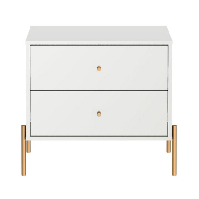Mesa de Cabeceira Jasper 64 cm Branco Gloss com Dourado