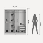 Guarda Roupa Casal 3 Portas de Correr c/ Espelho Vittorio 172cm Branco