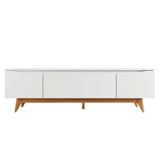 Rack Flynt para TVs até 75 Polegadas 3 Portas 184cm Branco Fosco com Natural