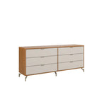 Cômoda 6 Gavetas Glow 178cm Canella com Off White Fosco