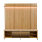 Rack com Painel para TV até 75 Polegadas Vidro Reflecta 100% MDF com Led Lincoln Float 215cm