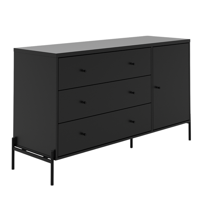 Cômoda com 3 Gavetas e 1 Porta Jasper 138 cm Branco Gloss com Dourado