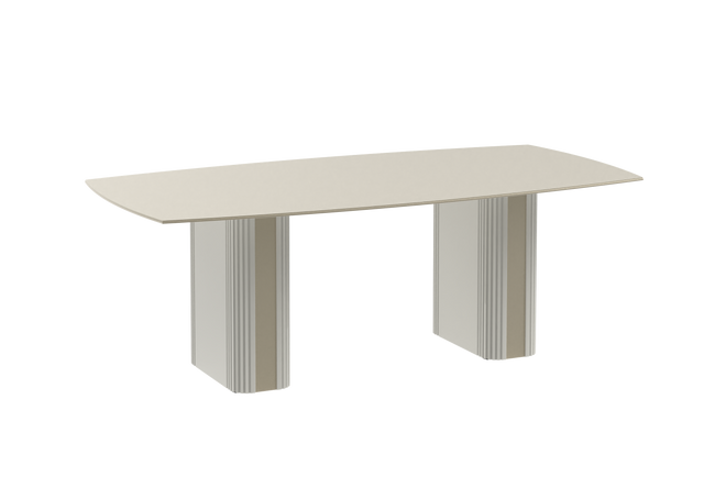 Mesa de Jantar Liege 220 cm - Off White Fosco c/ Champanhe / Outlet