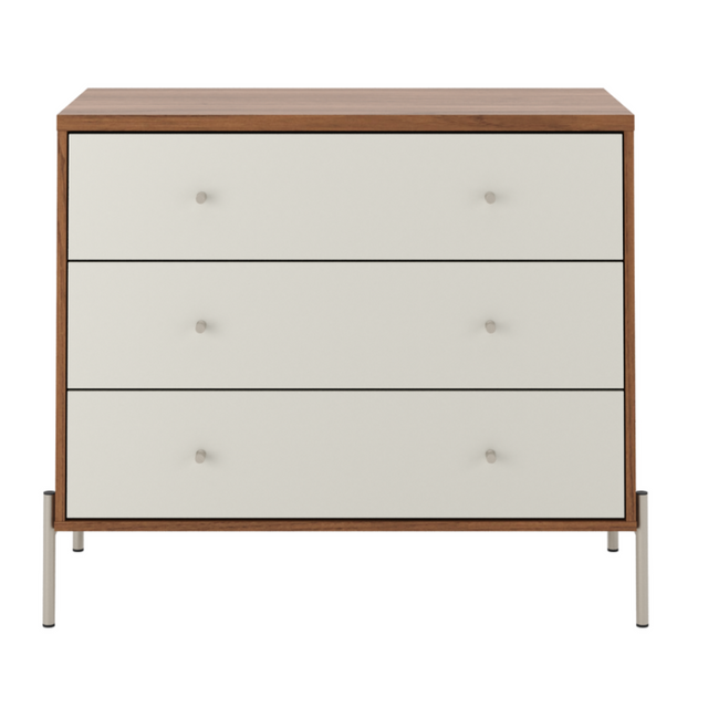 Cômoda Jasper 3 Gavetas 94cm Branco Gloss com Dourado