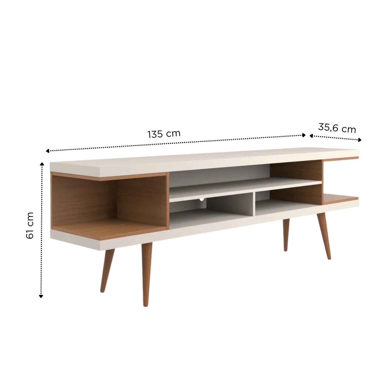 Rack para TV até 55” Utopia Branco Gloss e Natural – 135 cm