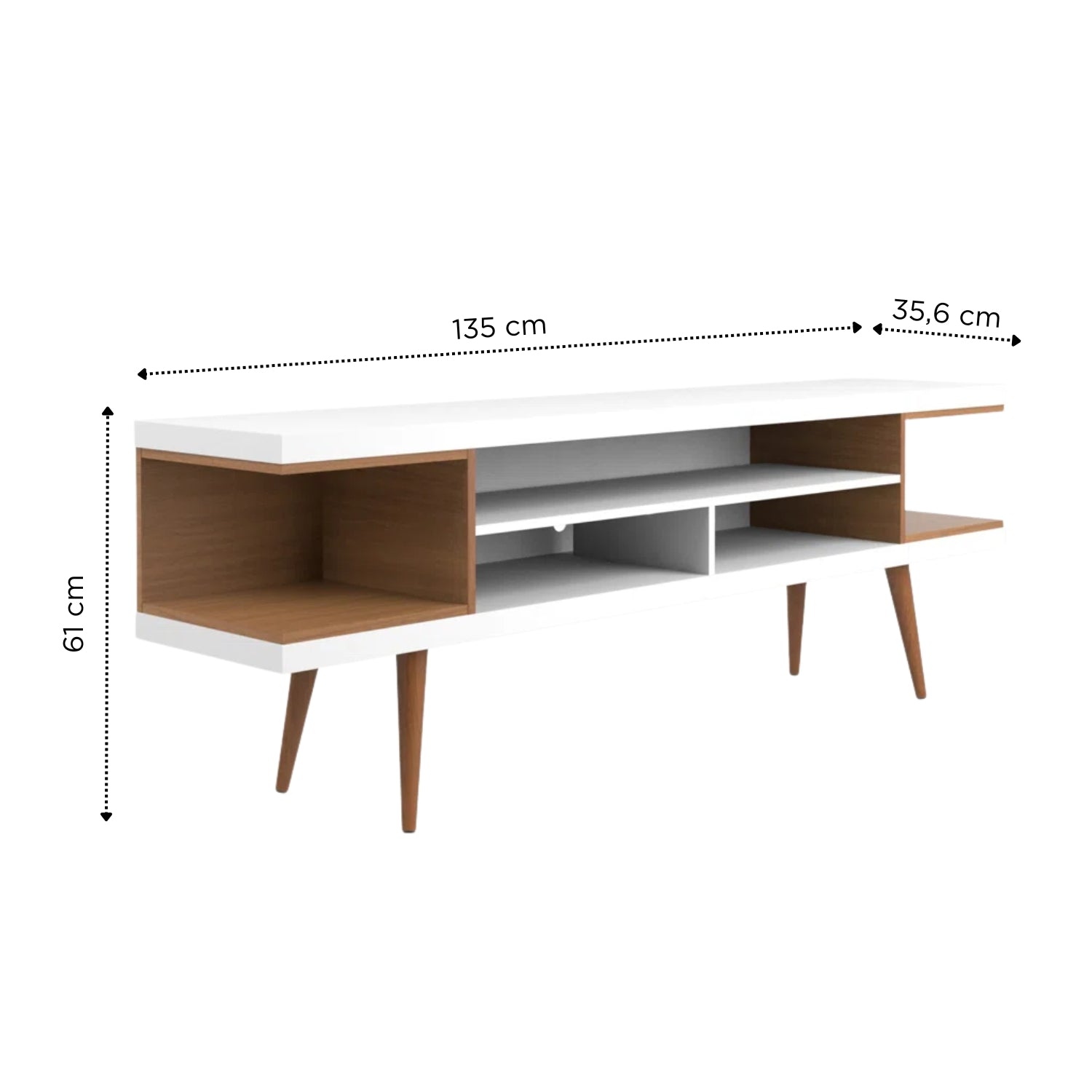 Rack para TV até 55 Polegadas Utopia Branco Gloss e Natural – 135 cm