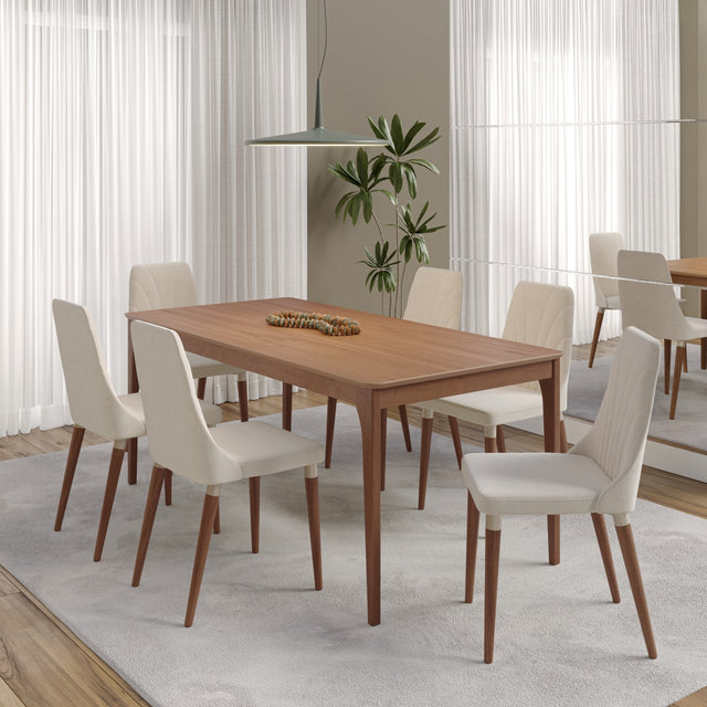 Mesa de Jantar Ella Retangular 180cm 6 Lugares Natural com Canella