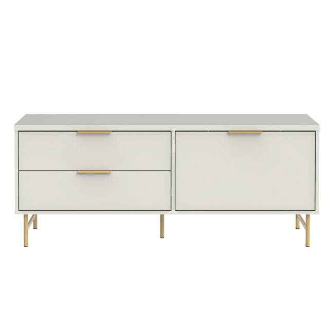 Rack para TVs até 50 Polegadas Yves 135 cm Off White Fosco com Dourado