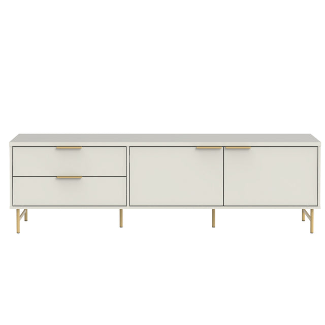 Rack para TVs até 75 Polegadas Yves 184 cm Off White Fosco com Dourado