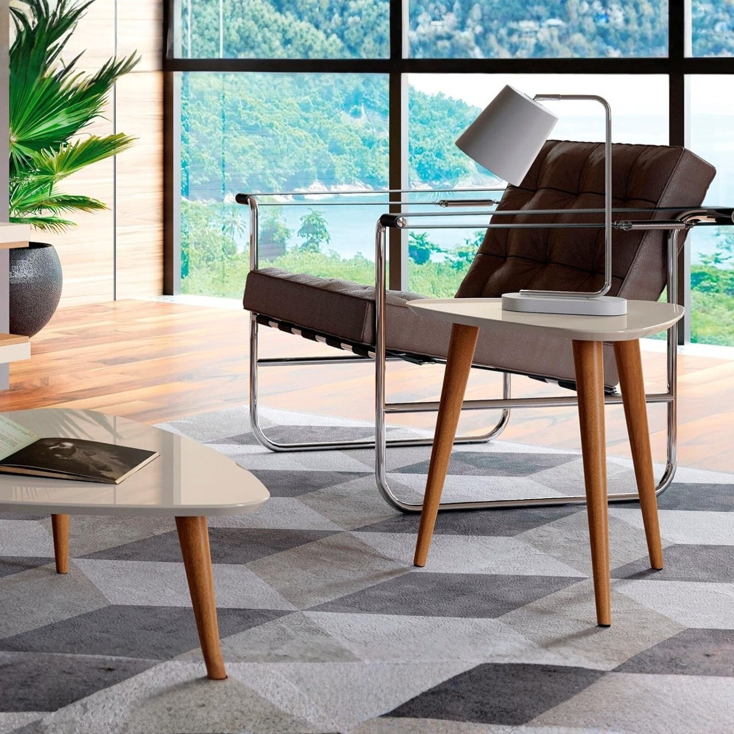 Mesa Lateral Triangular 51cm Utopia Off-White Gloss