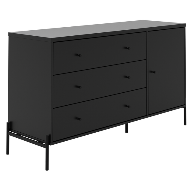 Cômoda com 3 Gavetas e 1 Porta Jasper 138 cm Branco Gloss com Dourado