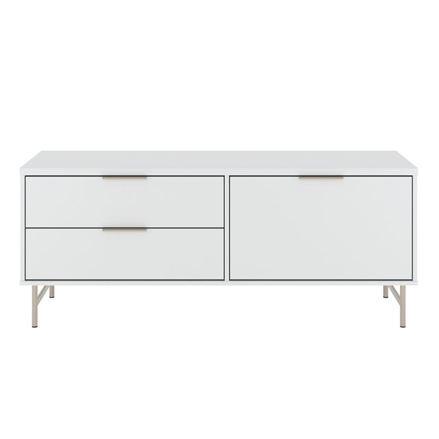 Rack para TVs até 50 Polegadas Yves 135 cm Branco Fosco com Champanhe