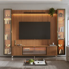 Estante para TV até 85 Polegadas com 2 Cristaleiras Vidro Reflecta 100% MDF com Led Neon Float 291cm