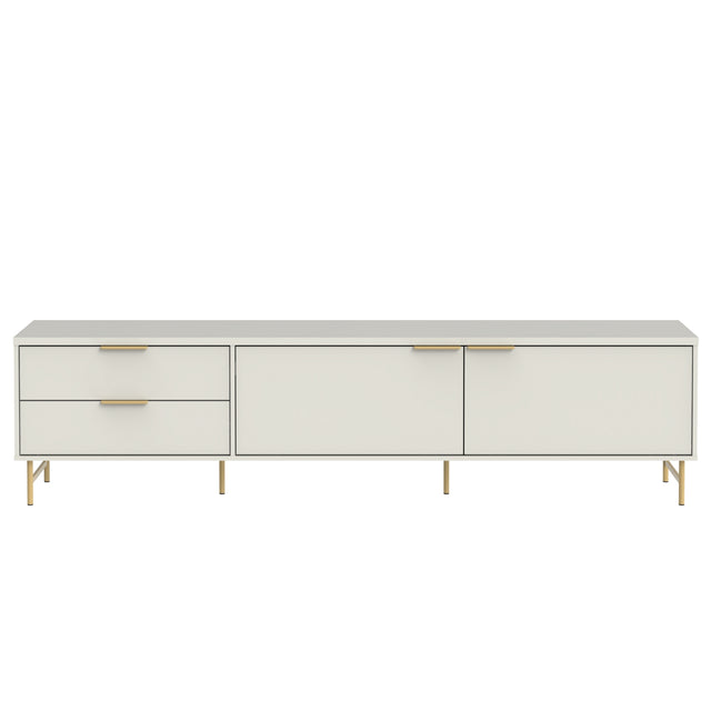 Rack para TVs até 75 Polegadas Yves 220cm Off White Fosco com Dourado