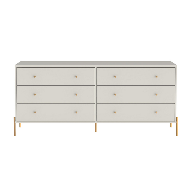 Cômoda 6 Gavetas Jasper 182 cm Branco Gloss com Dourado