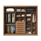 Guarda-Roupa Casal 3 Portas de Correr 6 Gavetas Montclair 275cm Canella com Off-White Fosco