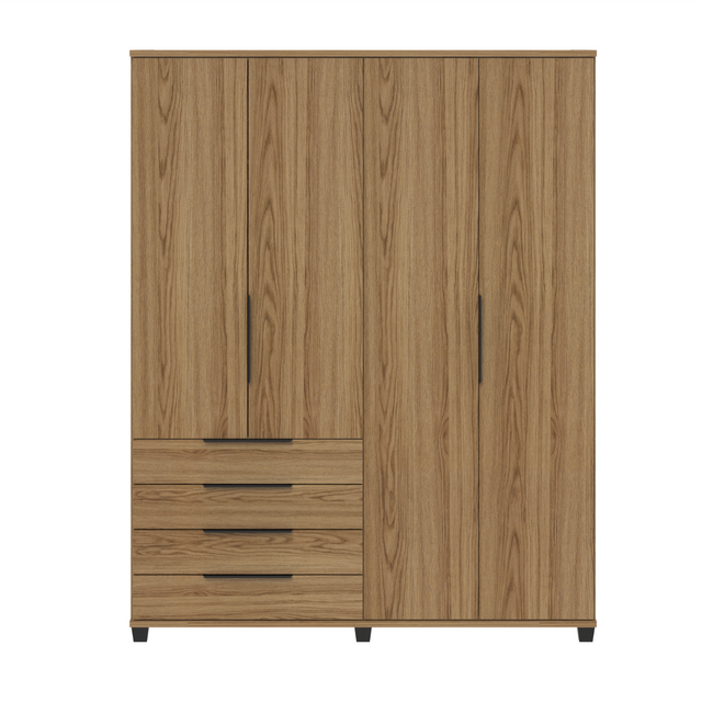 Guarda-Roupa 4 Portas 4 Gavetas 100% MDF Allen 181 cm Preto Fosco