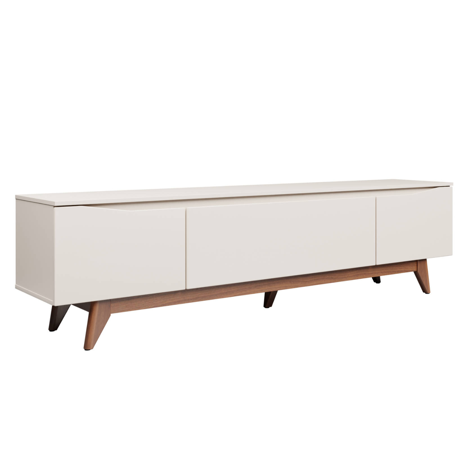 Rack Flynt para TVs até 75 Polegadas 3 Portas 220 cm Off White com Natural