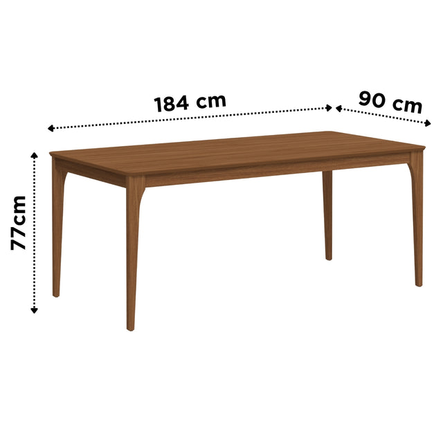 Mesa de Jantar Ella Retangular 180cm 6 Lugares Natural com Canella