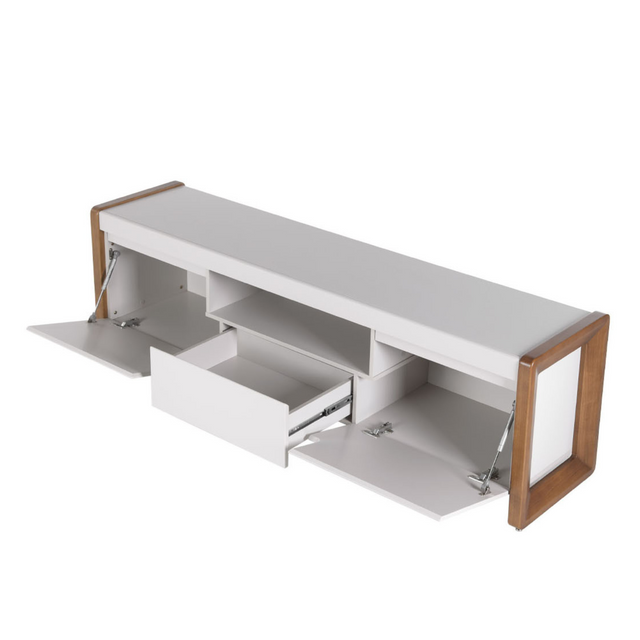 Rack para TVs até 75 Polegadas Bristol 225 cm Off White com Natural