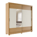 Guarda Roupa Casal 2 Portas de Correr com Espelho Soho 238cm Carvalho com Off-White