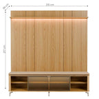 Rack com Painel para TV até 75 Polegadas Vidro Reflecta 100% MDF com Led Lincoln Float 215cm