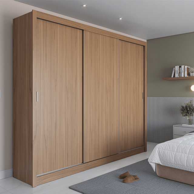 Guarda-Roupa 100% MDF Montclair 3 portas de correr com gaveta porta jóia - 275 cm