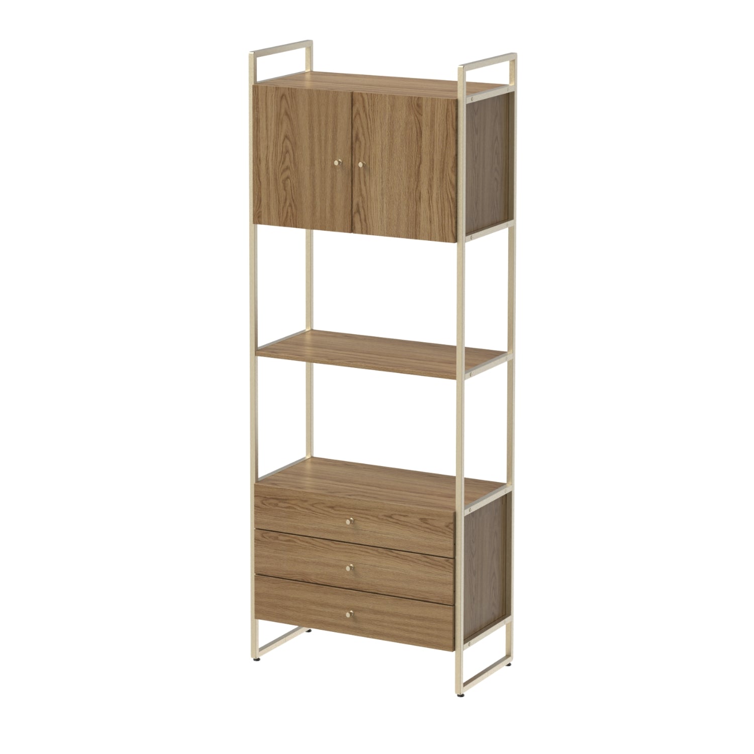 Estante com 3 Gavetas Voss 75 cm - Freijó c/ Champanhe