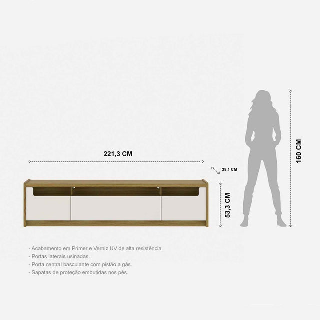 Rack para TVs até 75 Polegadas Oslo 220cm Off White com Freijó