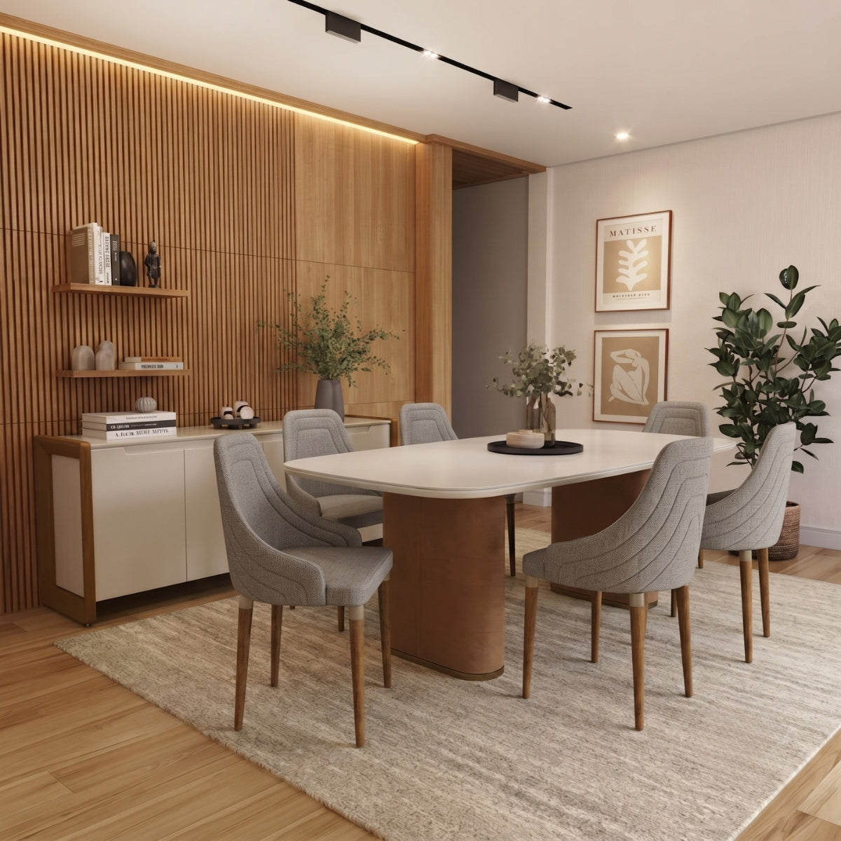 Conjunto de Jantar Mesa Retangular Lintz 6 Cadeiras Evelyn