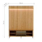 Rack com Painel para TV até 75 Polegadas Vidro Reflecta 100% MDF com Led Lincoln Float 178cm
