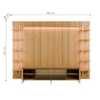 Estante para TV até 85 Polegadas Vidro Reflecta com Prateleiras 100% MDF com Led Lincoln Float 291cm
